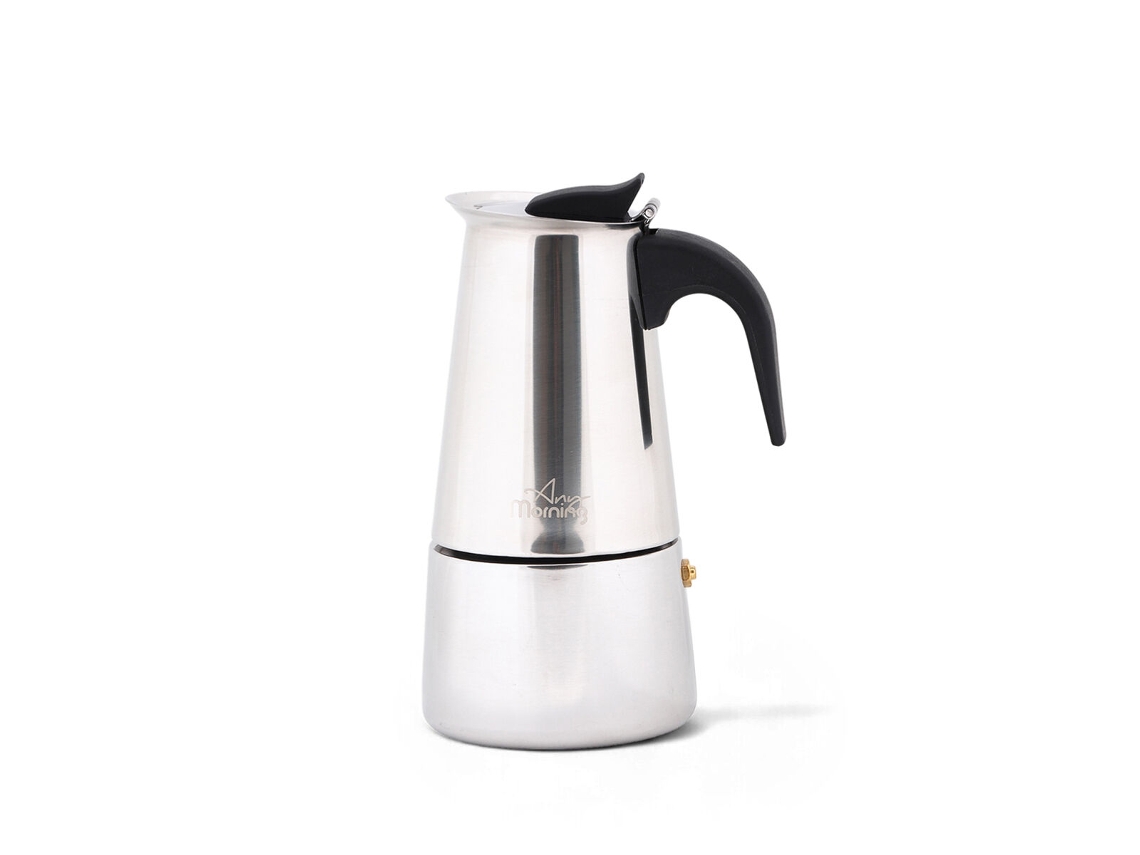 Cafetera Moka Any Morning de acero inoxidable de 200 ml, capacidad de inducción, 4 tazas, seguridad