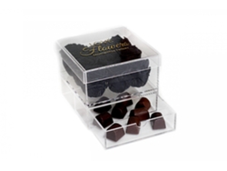 9 Rosas Naturales Preservadas Negras Flores LOVE con 9 Chocolates - Colección Glassy Rose con Chocolates