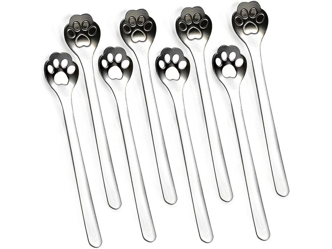 2026da-cuchara De Garra De Gato 8 Piezas Acero Inoxidable 18/10 5.9 Pulgadas Para Café Postre Helado