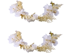Corona Nupcial De 2 Piezas Con Flores Secas Y Perlas, Elegante Accesorio Para El Cabello De Novia.
