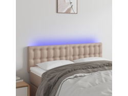 Cabecero Con Led Cuero Sintético Color Capuchino 144x5x78/88 Cm