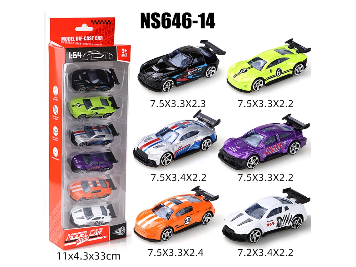 (6 Coches) Mini Coches Deslizantes De Metal Fundido A Presión A Escala 1/64, Juguetes Para Niños