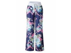Pantalones De Punto Anchos Y Cómodos Para Mujer Con Estampado Floral Y Cordón Ajustable.