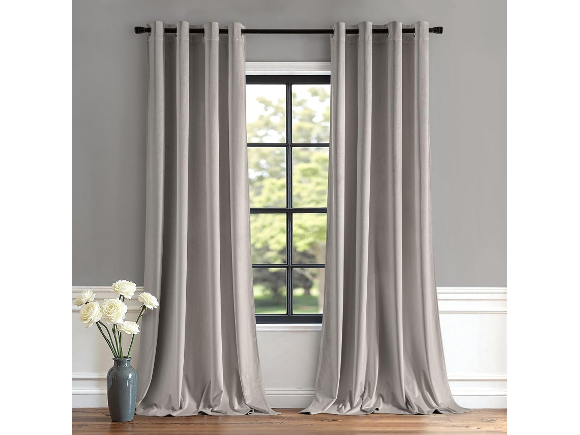 2x Cortinas De Salon Terciopelo Opaca Con Ojales, 2 Piezas 140x260cm (an X Al), Cortina Moderna Ventana Habitaciã³n (gris)