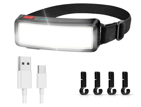 Linterna frontal, linterna frontal recargable LED superbrillante YIZHOOD Lantern-0182 tipo C, linterna frontal impermeable IPX6 (negro) YIZHOOD
