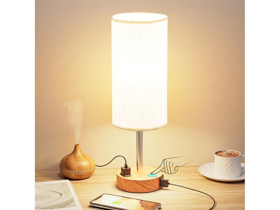 Luz nocturna ajustable de 14 pulgadas con puerto de carga USB y control táctil de 3 niveles marrón Siurn