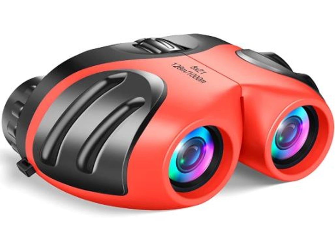 Binoculares para niños, binoculares de alta resolución 8x21 para niños de 3 a 12 años, juguetes para niños, color rojo USHION