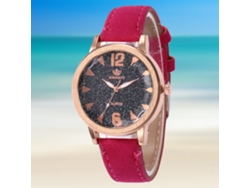 Reloj De Pulsera Analógico De Cuarzo Con Correa De Pu, Estilo De Lujo, Rojo Rosa, Zhoulianfa