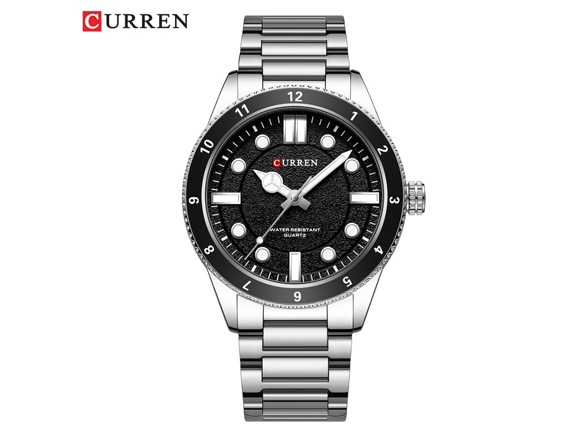 Reloj De Pulsera Luminoso De Cuarzo Resistente Al Agua Con Correa De Acero (plateado Y Negro), Para Hombre, Ideal Para Negocios.