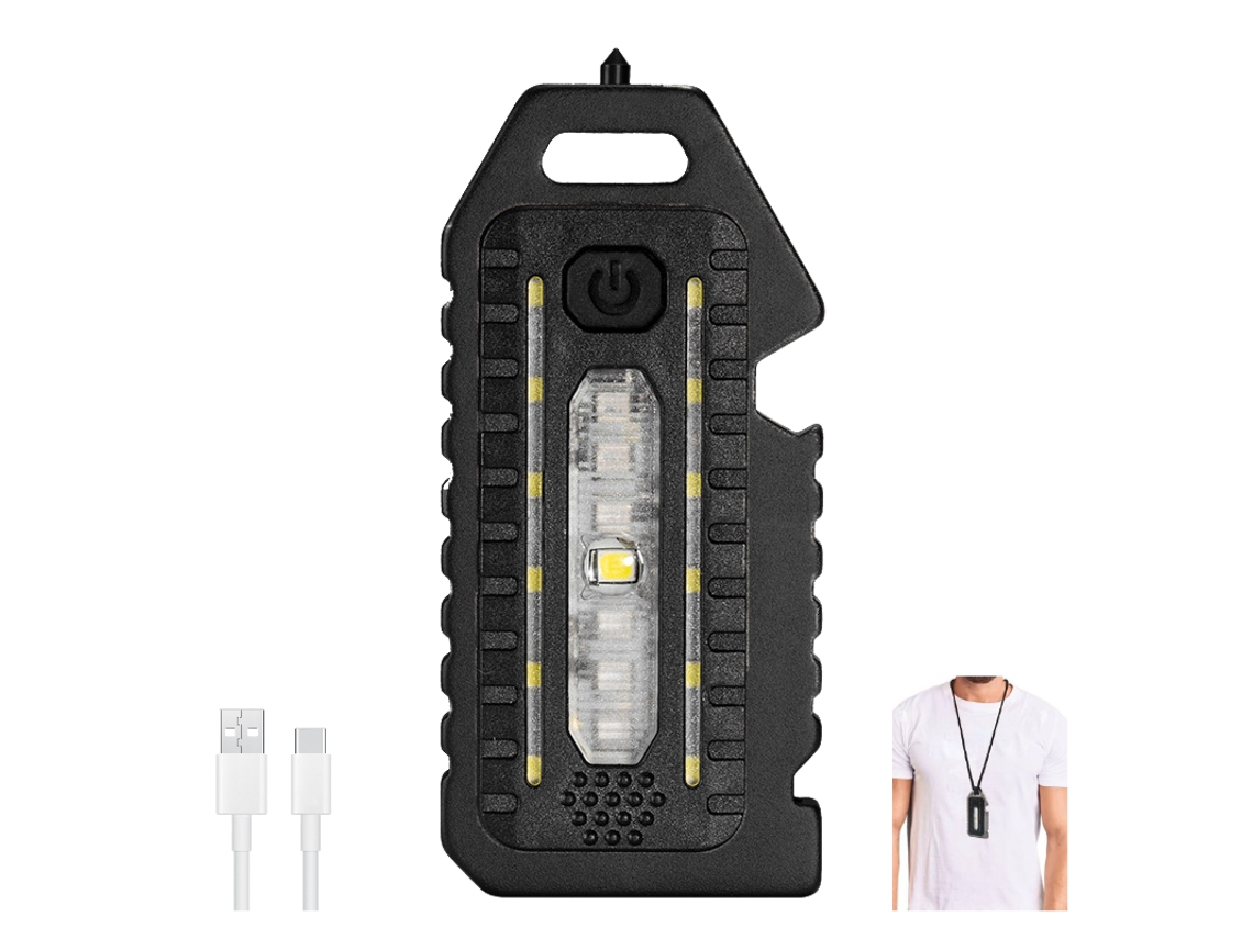 Mini linterna LED recargable tipo C con luz roja y azul, linterna de seguridad para bicicleta o llavero. Aeuzwr