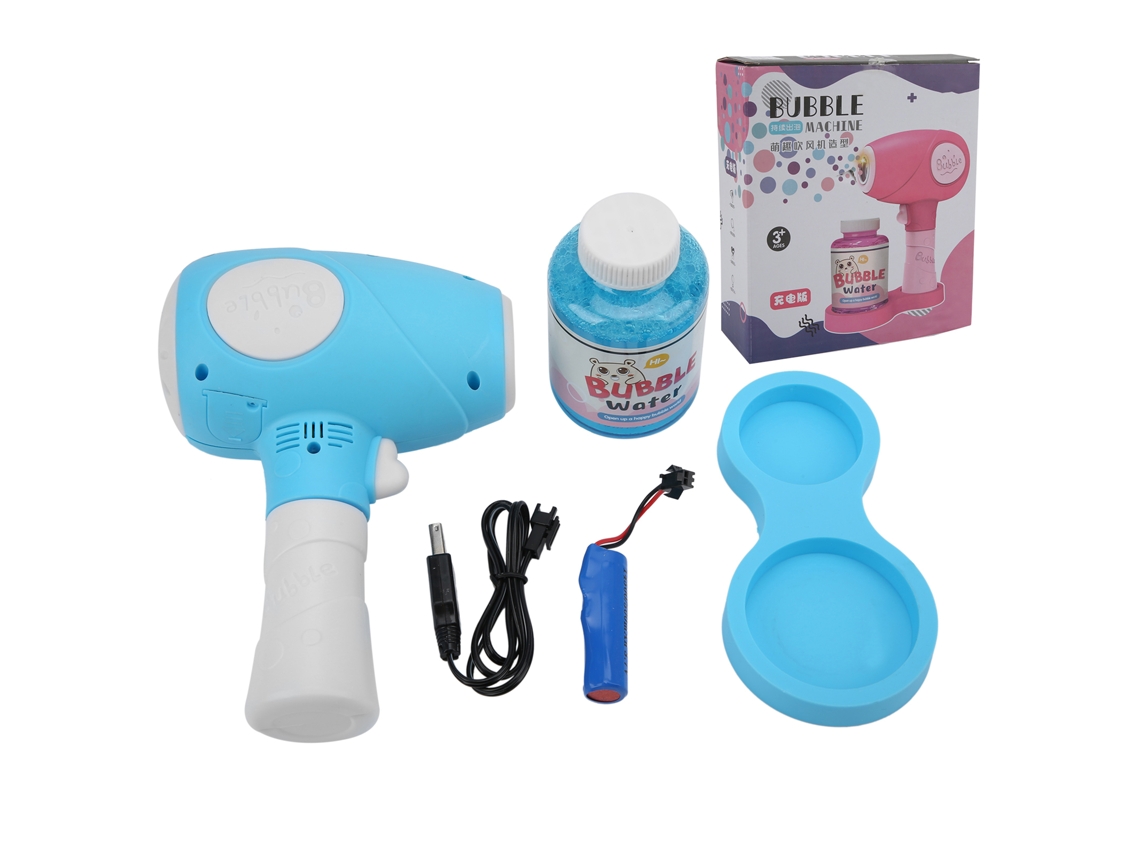 Ats-secador De Pelo Forma Máquina Hace Burbujas Juguete Eléctrico Para Niños Azul Burbujeador