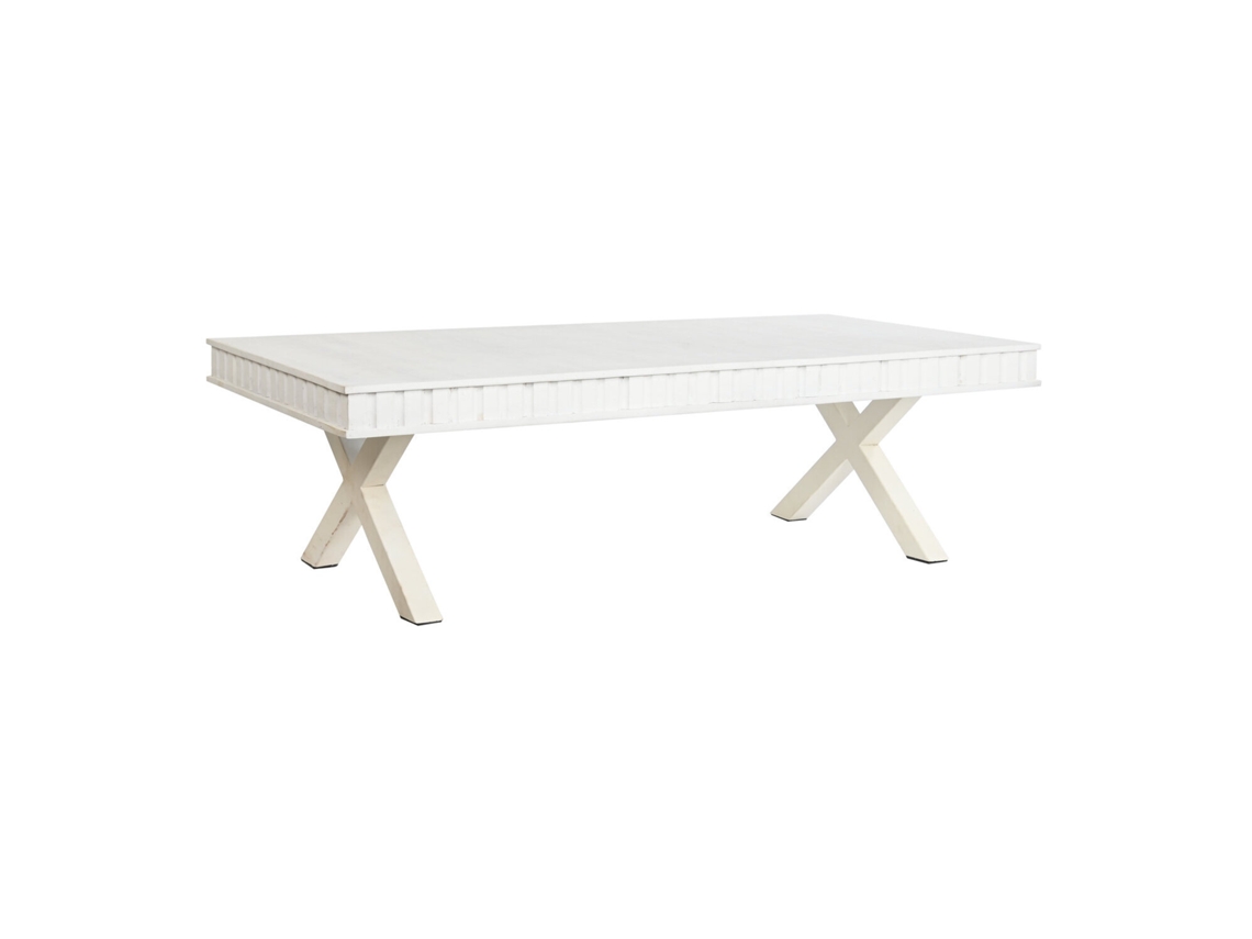 Mesa de centro de madera de mango con estructura de metal blanco, 140x70x42cm ALEXANDRA HOUSE LIVING