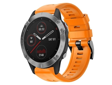 Correa para Garmin Fenix 6 GPS Hebilla de metal Correa de reloj de silicona de color sólido Naranja VENISYMLIS