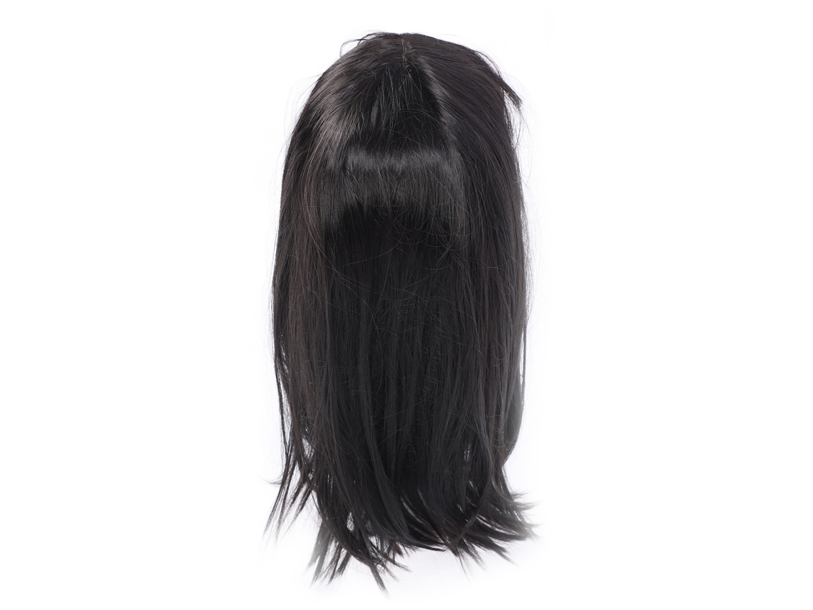 Peluca Negra Larga Recta Con Flequillo Aireado De Moda Para Mujer