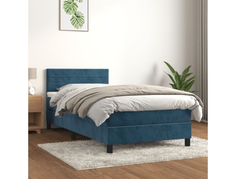 Cama con somier VIDAXL (Azul - Terciopelo - 193 x 90 x 88 cm)