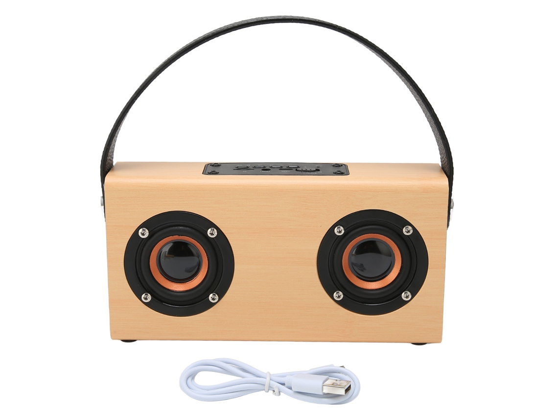Altavoz Bluetooth (altavoces Duales, Mango Portátil) De Madera Con Batería Integrada, Altavoz Pequeño Para Dance Square Al Aire Libre, Patrón De Bambú