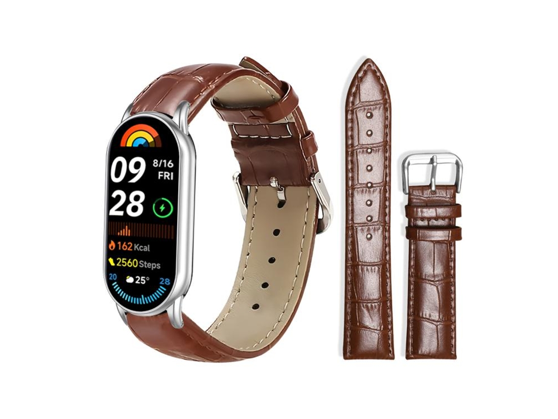 Correa para Xiaomi Smart Band 10/9/8/NFC - Piel - Hebilla - Textura de bambú (14 mm)