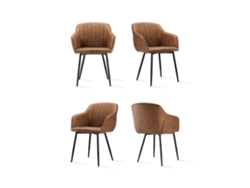 Sillas De Comedor Goeurvant 711(pack De 4, Marrón, Cuero Pu)