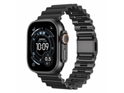 Correa XIAOMOYU para Apple Watch de 46/49/45/44 mm, hebilla magnética de acero inoxidable, diseño de olas oceánicas en color negro.