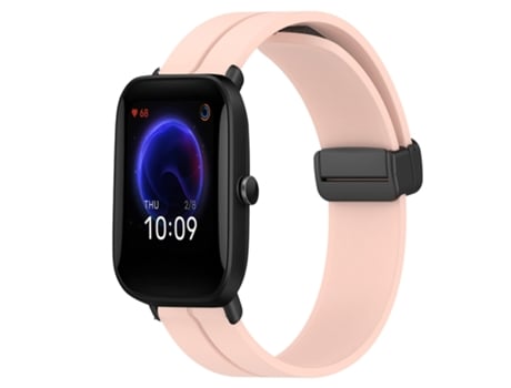 Correa de reloj inteligente para Amazfit Pop Pro Correa de reloj de silicona de 20 mm con cierre magnético Color sólido (Rosa)