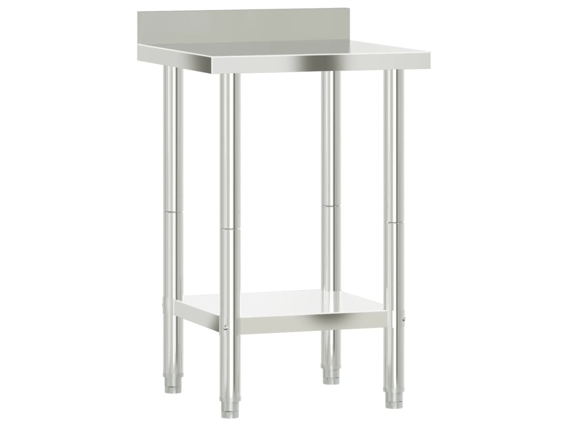 Mesa de cocina de acero inoxidable Maison Exclusive con borde antisalpicaduras, 55 x 55 x 93 cm