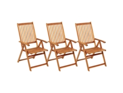 Sillas plegables de jardín con cojines (3 unidades) | Silla de exterior de madera maciza de acacia