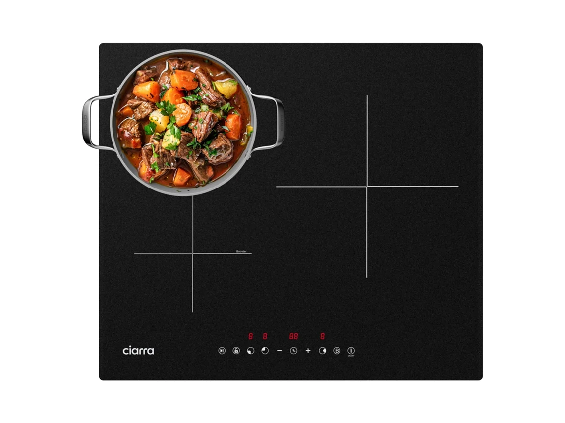 Ciarra Placa De Inducción De 59 Cm 6200 W Con 3 Zonas Función Boost Control Táctil Cd3bih