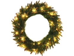 Corona navideña con luces, 30 cm, para puerta.