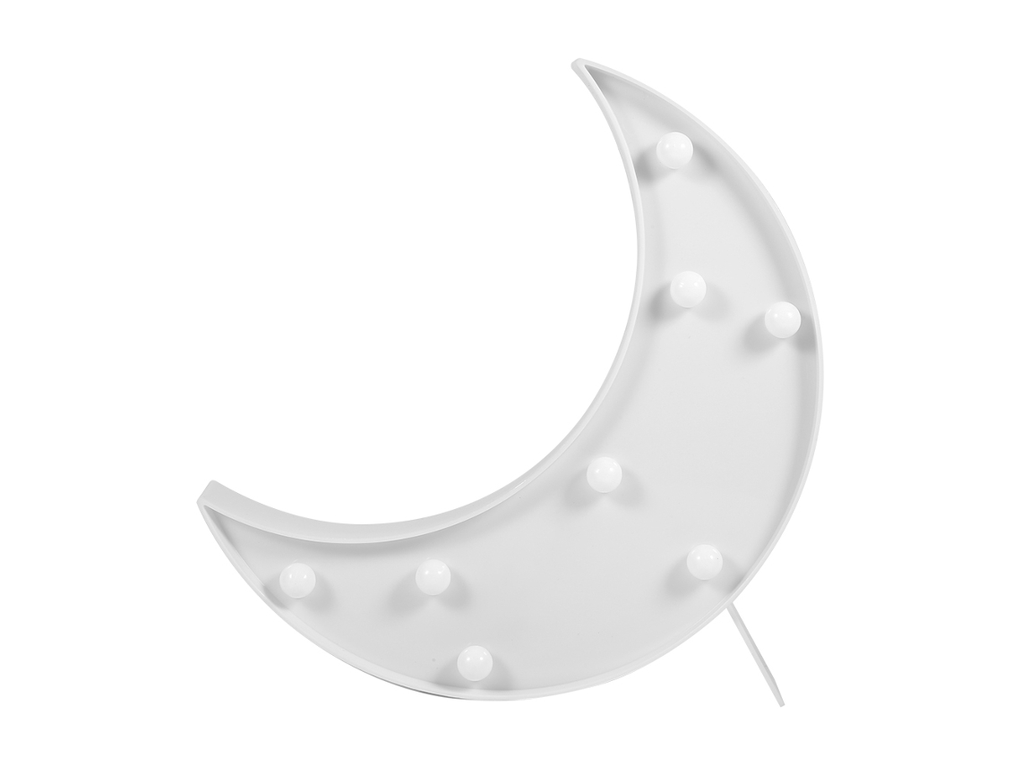 Luz de noche LED decorativa con diseño de luna blanca para habitación de bebé, dormitorio infantil o hogar.