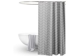 2026-cortina De Baño Gris Rayado, Lavable A Máquina, Repelente De Agua (180x180 Cm)