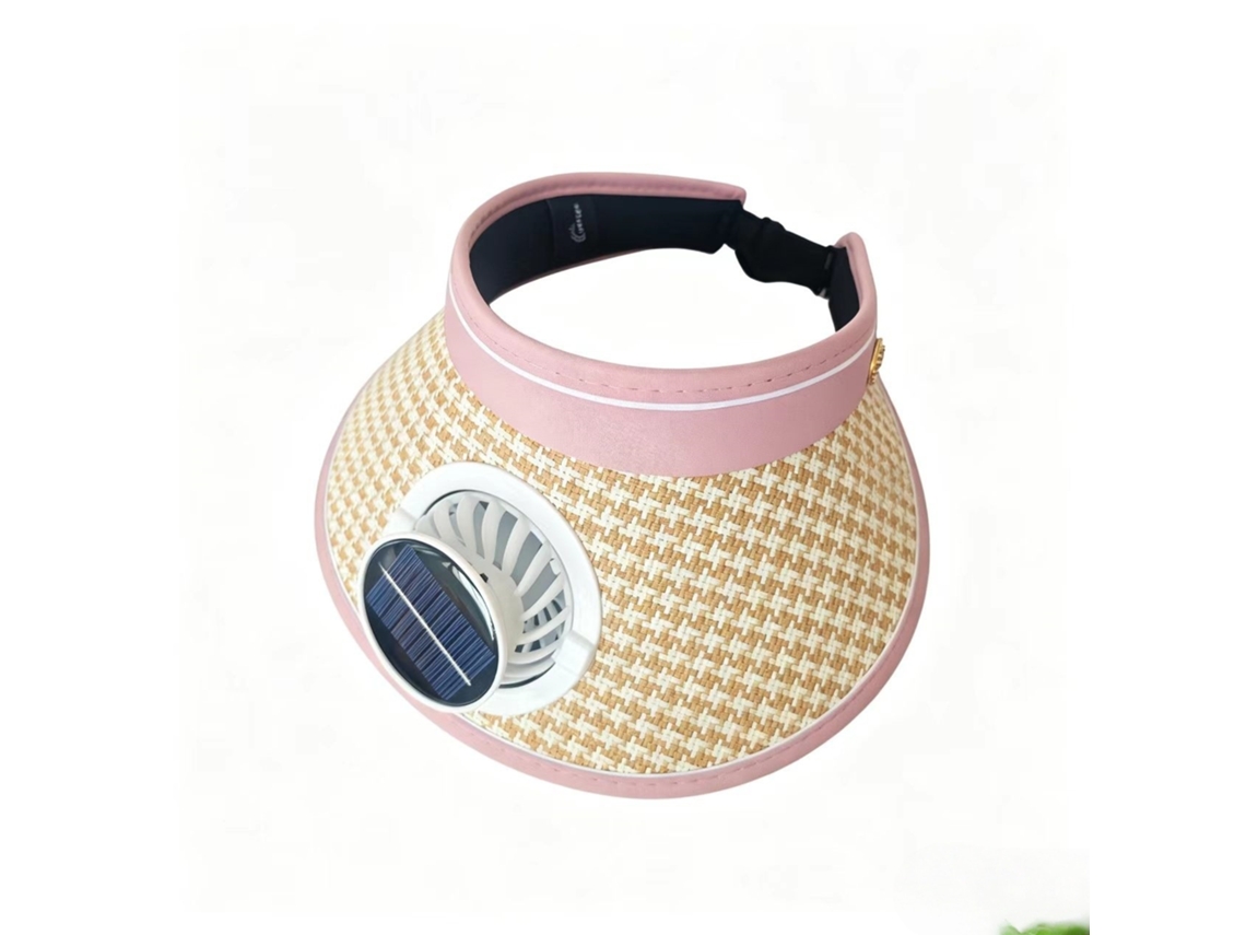 (rosa) Gorro Enrollable Recargable Por Usb Con Ventilador, Parasol De Verano Para Mujer Y Protección Uv.