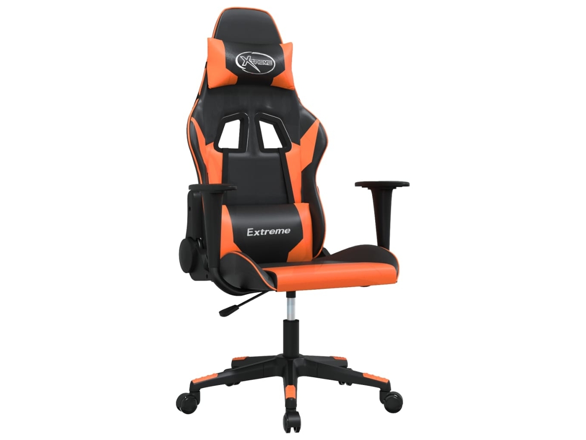 Silla gaming de masaje cuero sintético VIDAXL negro y naranja