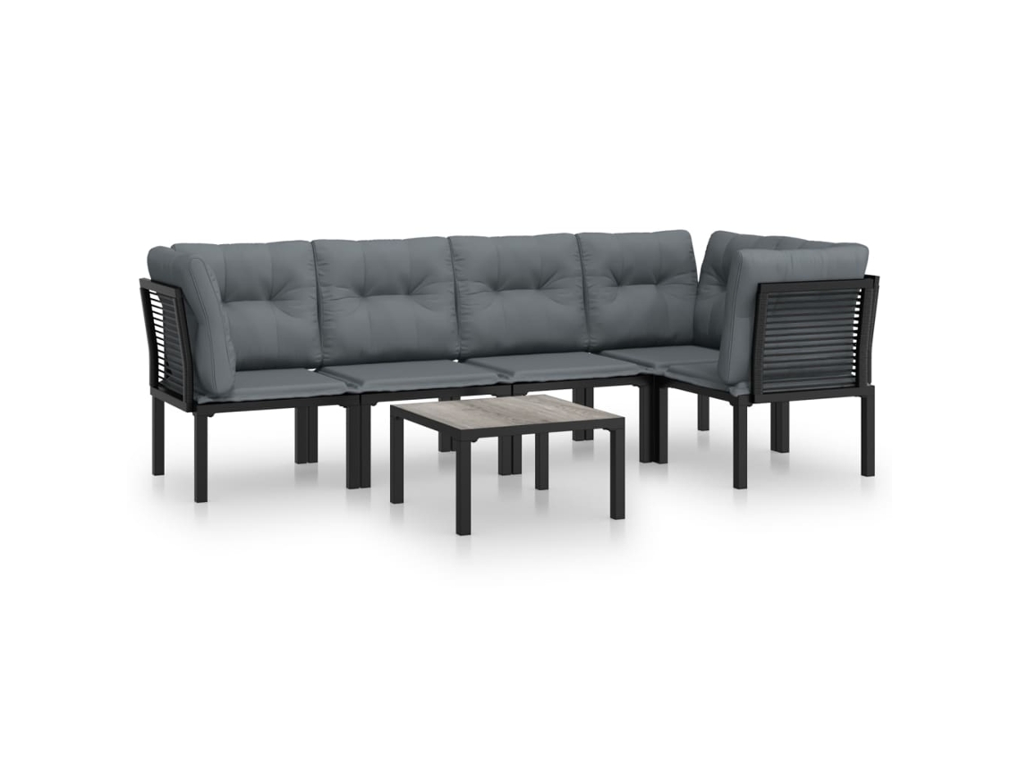 Maison Exclusive - Juego De Muebles De Jardín 6 Pzas Ratán Sintético Negro Y Gris