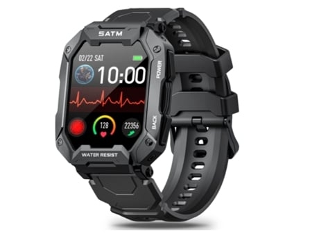 Reloj inteligente para hombres Fitness Tracker Presión arterial Música Reloj inteligente para teléfonos Android Negro AUJEZON