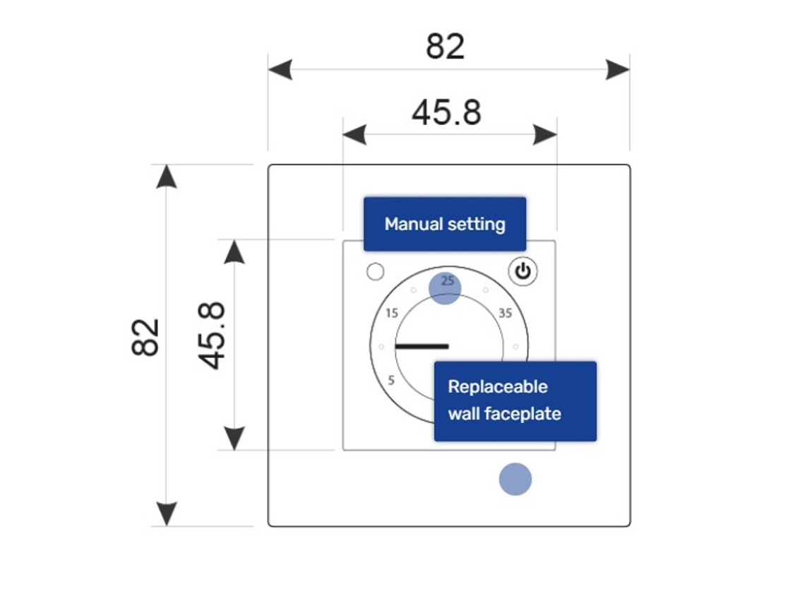 Termostato electrónico Mst 9n negro, compatible con dos tamaños, Grand Meyer (46x46 o 56x56 mm)