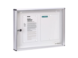 Panel publicitario de aluminio con capacidad para 2 mesas A4 DIN, con cerradura de llave.