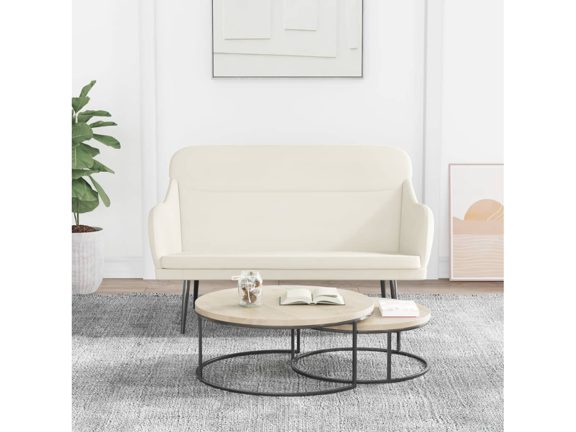 Lovely Home Banco 110X76X80 Cm Terciopelo Color Crema
