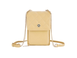 Bolso bandolera pequeño para mujer, ideal para teléfono móvil, tarjetas de crédito y otros artículos. Incluye cadena y monedero. Color amarillo.