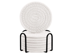 HYMNORA 8 posavasos de tela - Con soporte, absorbentes, protección para mesas de madera