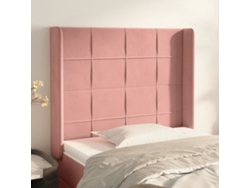 Cabecero Con Orejas De Terciopelo Rosa 93x16x118/128 Cm