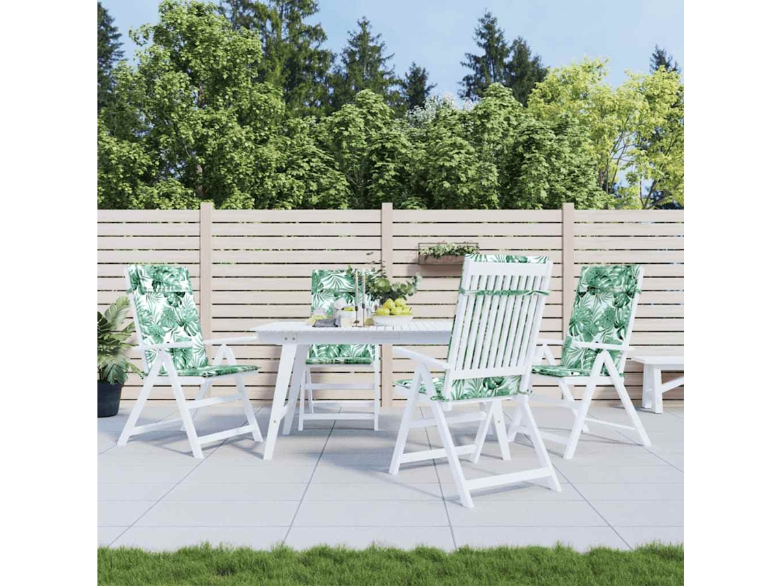 Cojines para sillas de respaldo alto, 4 piezas, tela Oxford con estampado de hojas HARLANV1