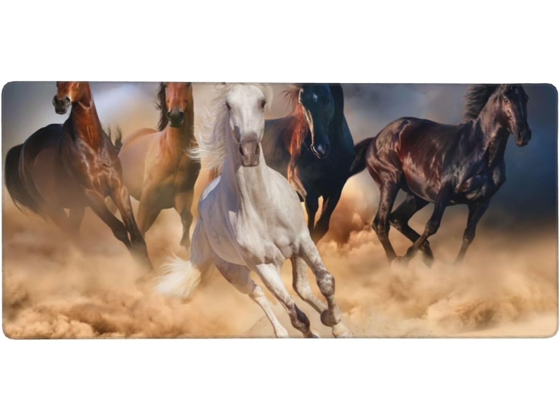 Besportble Alfombrilla De Ratón De Gran Formato Con Diseño De Caballo Salvaje Corriendo Contra La Tormenta ...