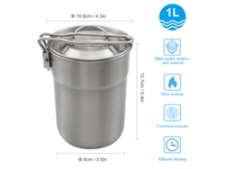 Taza De Café De Acero Inoxidable De 1 Litro Para Camping, Con Asa Plegable Y Tapa Ventilada, Ideal Para Acampar, Hacer Senderismo Y Viajar.