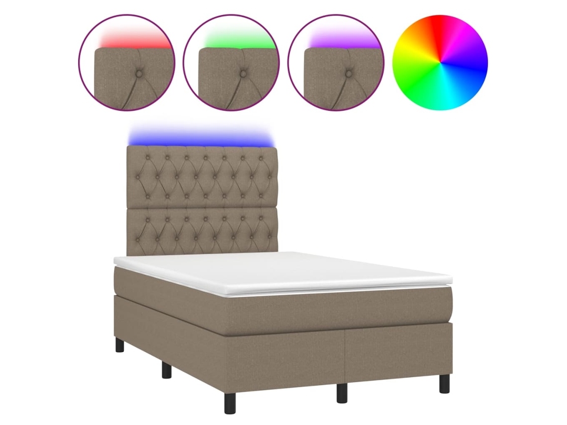 Maison Exclusive - Cama Box Spring Con Colchón Y Led Tela Gris Taupe 120x200 Cm