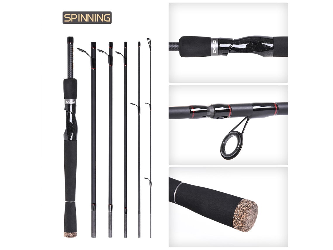 Caña De Pesca Carbono 2.1m/2.4m 6 Secciones Spinning Casting Lure Lightweight Tackle