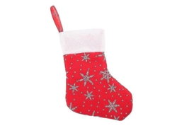 1 calcetín navideño rojo festivo con copo de nieve, adorno para árbol de Navidad, bolsa de regalo para fiestas y banquetes navideños Hengjian (rojo)