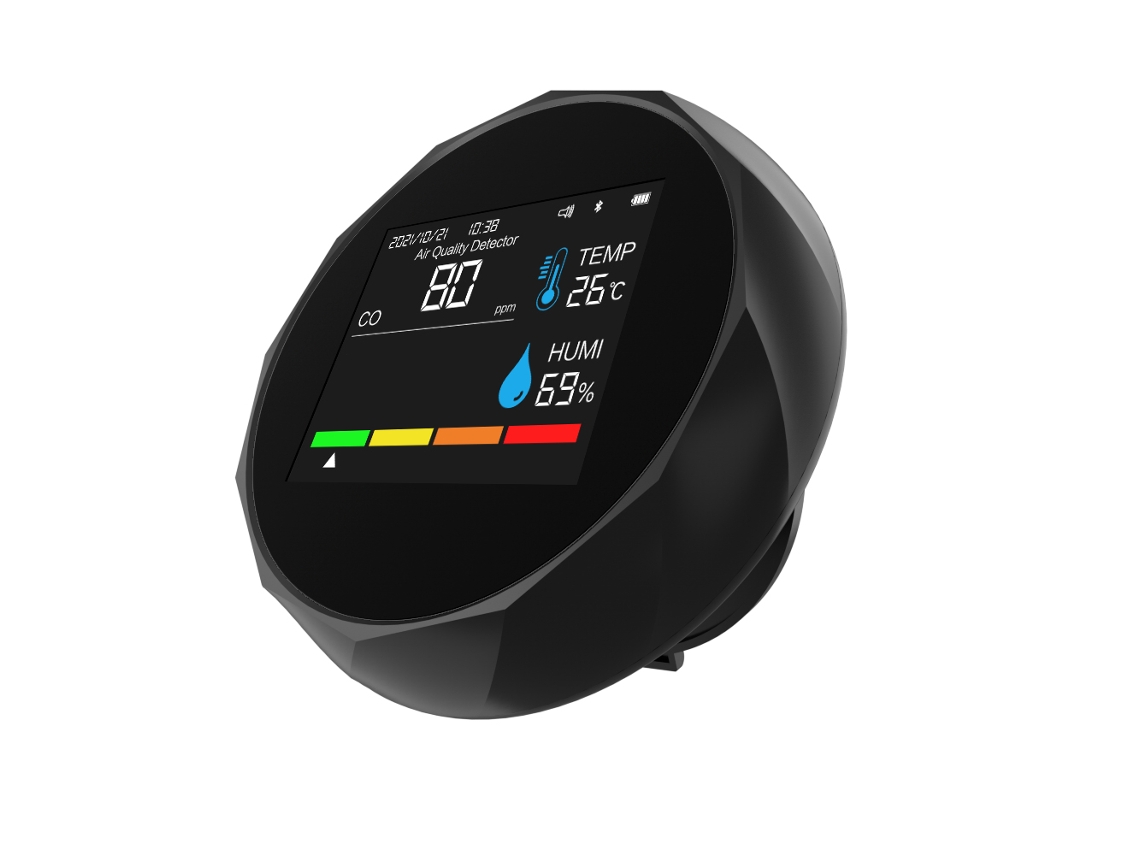 Detector Portátil De Monóxido De Carbono 6 En 1 Con Aplicación Bluetooth, Mide Co, Co2, Covt, Hcho, Temperatura Y Humedad.