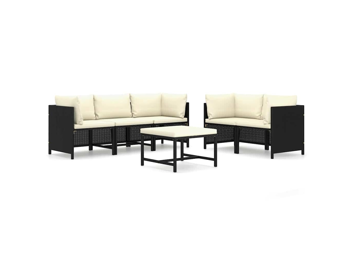 Maison Exclusive - Set De Muebles De Jardín 6 Pzas Y Cojines Ratán Sintético Negro