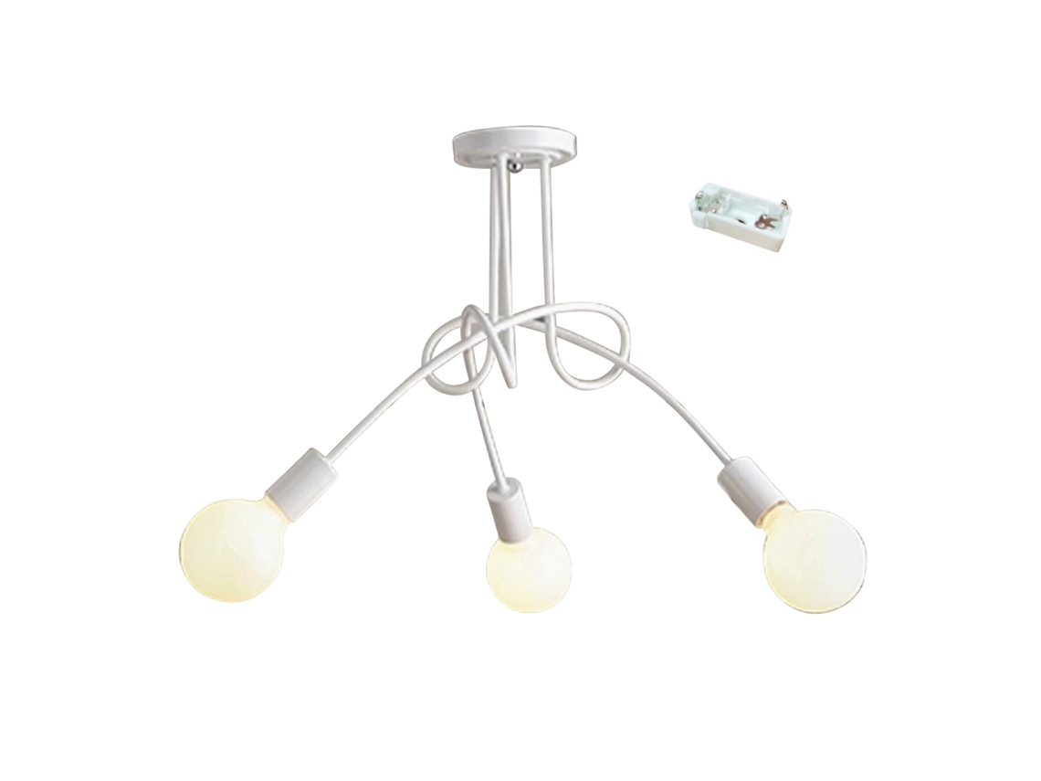 Rebe-lámpara De Techo Moderna De Hierro Estilo Industrial Con 3 Cabezas Fácil De Instalar Para Sala Dormitorio Cocina Blanco