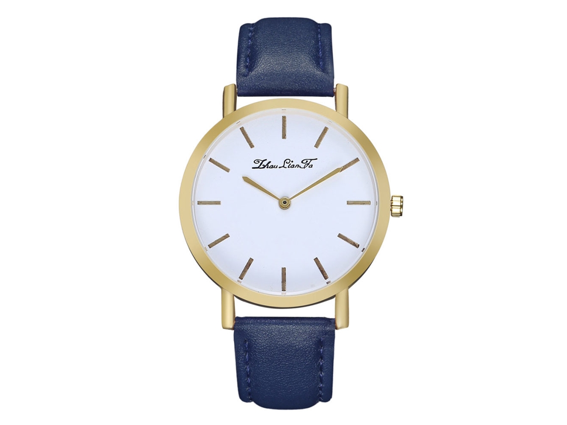 Reloj De Cuarzo Unisex Com Pulseira De Pu, Mostrador Redondo, Casual E Simples Para Homens E Mulheres (azul)